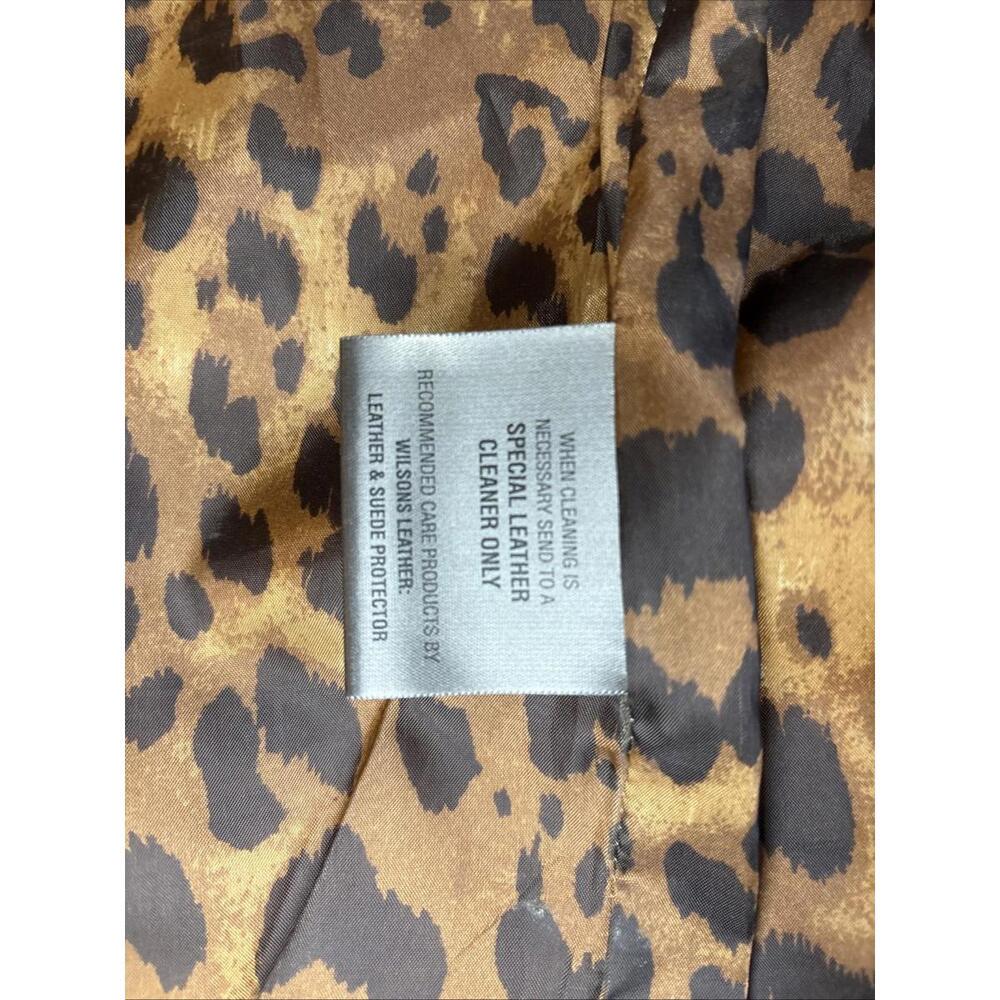 Stylish Tan Faux Leather Blazer with Leopard Print Lining - Picture 8 of 9